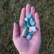 Load image into Gallery viewer, Raw Blue Apatite in Palm of Hand - Down to Earth