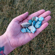 Load image into Gallery viewer, Raw Blue Apatite in Palm of Hand - Down to Earth