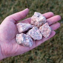 Load image into Gallery viewer, Raw Strawberry Calcite in the Palm of a Hand - Down To Earth