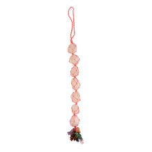 Load image into Gallery viewer, "Decorative Rose Quartz Car Mobile with Chakra Beads on a white background," - Down to Earth.