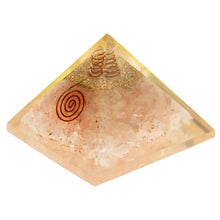 Load image into Gallery viewer, Rose Quartz Orgone Crystal Chip Pyramid Side Angle - Down To Earth