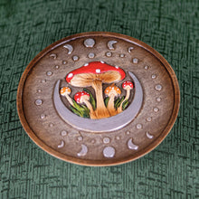 Load image into Gallery viewer, Round Mushroom Incense Burner on a green cloth styled photo - Down to Earth
