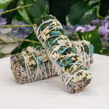 Load image into Gallery viewer, Sage With Blue Sinuata Smudge Stick - Down To Earth
