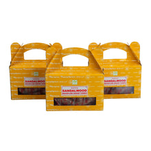 Load image into Gallery viewer, "Three packages of Satya Sandalwood Backflow Dhoop Cones on a white background," - Down to Earth.