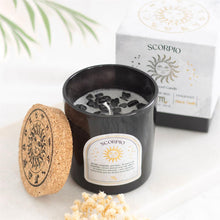 Load image into Gallery viewer, Scorpio Zodiac Candle with Crystals and Matching Gift Box Styled Photo - Down To Earth