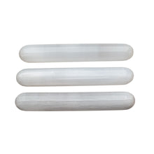 Load image into Gallery viewer, "Three Selenite Massage Wands on a white background," - Down to Earth.