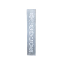 Load image into Gallery viewer, Selenite Chakra Engraved Charging Plate on a white background - Down to Earth