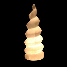 Load image into Gallery viewer, Selenite Unicorn Lamp Lit Up - Down To Earth