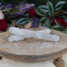 Load image into Gallery viewer, Selenite Spiral Wand in a group photo - Down to Earth
