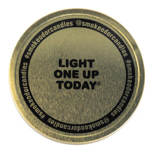 Load image into Gallery viewer, Smoke Odor Exterminator Candle Yin front side of lid displayed on a white background - Down to Earth