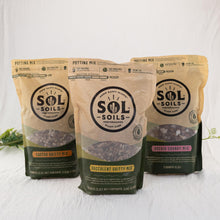 Load image into Gallery viewer, Sol Soils Potting Mix group photo displayed on a styled background - Down to Earth