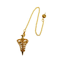 Load image into Gallery viewer, "Top-down view of a gold spiral pendulum on a white background," - Down to Earth.