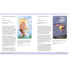 Load image into Gallery viewer, Spirit Animal Tarot Deck: Lion & Owl page on white background - Down To Earth
