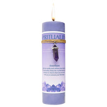 Load image into Gallery viewer, Spirituality Amethyst Crystal Energy Pillar Candle - Down To Earth