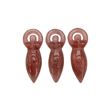 Load image into Gallery viewer, "Three Strawberry Quartz Goddess Statues on a white background," - Down to Earth.