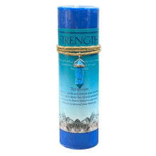 Load image into Gallery viewer, Strength Turquoise Crystal Energy Pillar Candle - Down To Earth
