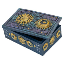 Load image into Gallery viewer, Sun & Moon Tarot Card Box on a white background slight top angle - Down to Earth