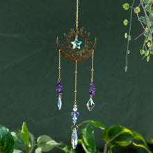 Load image into Gallery viewer, Sun & Moon Suncatcher Gold with Amethyst styled photo - Down to Earth