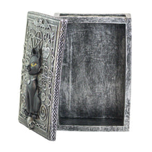 Load image into Gallery viewer, The Black Cat Tarot Card Storage Box opened box on a white background - Down To Earth