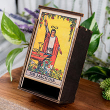 Load image into Gallery viewer, The Magician Slide Box on a wooden surface front facing side angle - Down to Earth
