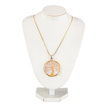 Load image into Gallery viewer, Tree of Life Rose Quartz Gold Necklace on a white display on a white background - Down To Earth