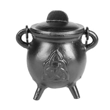Load image into Gallery viewer, Triquetra Cast Iron Cauldron With Lid on Top - Down To Earth