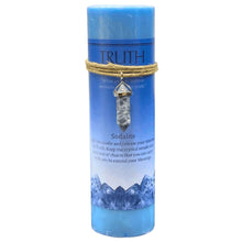 Load image into Gallery viewer, Truth Sodalite Crystal Energy Pillar Candle - Down To Earth
