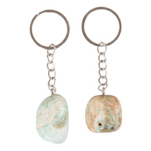 Load image into Gallery viewer, Amazonite Tumbled Crystal Keychain displayed on a white background - Down to Earth