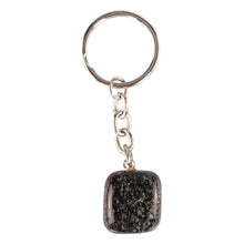 Load image into Gallery viewer, Black Tourmaline Tumbled Crystal Keychain displayed on a white background - Down to Earth