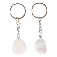 Load image into Gallery viewer, Clear Quartz Tumbled Crystal Keychain displayed on a white background - Down to Earth