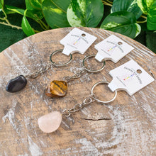 Load image into Gallery viewer, Tumbled Crystal Keychains Styled Photo - Down To Earth Genuine Crystals Ethically Sourced
