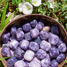 Load image into Gallery viewer, Gorgeous Purple Crystal, Lepidolite in a Coconut Bowl - Down To Earth