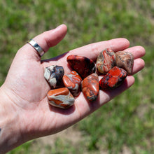 Load image into Gallery viewer, Tumbled Red Brecciated Jasper in the Palm of a Hand - Down to Earth
