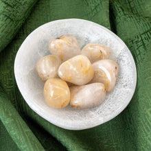 Load image into Gallery viewer, Tumbled Rutilated Quartz in Selenite Bowl - Down To Earth