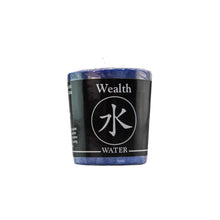 Load image into Gallery viewer, "Single blue Wealth Water Votive Candle on a white background," - Down to Earth.