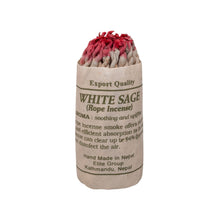 Load image into Gallery viewer, "White sage rope incense in a paper packaging on a white background," - Down to Earth.