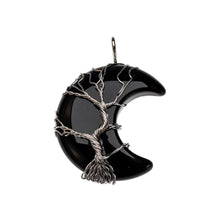 Load image into Gallery viewer, Wire Wrapped Black Obsidian Crystal Moon Pendant - Down To Earth Online Metaphysical Store