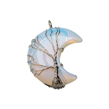 Load image into Gallery viewer, Wire Wrapped Opalite Crystal Moon Pendant - Down To Earth Online Metaphysical Store
