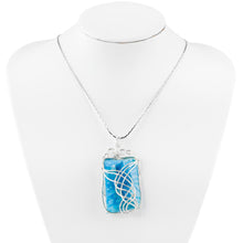 Load image into Gallery viewer, Wire Wrapped Crystal Necklace Blue Agate Studio photo - Down to Earth