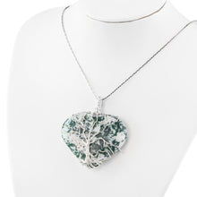 Load image into Gallery viewer, Wire Wrapped Crystal Necklace Moss Agate studio photo side angle - Down to Earth