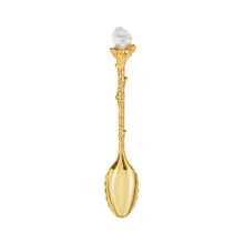 Load image into Gallery viewer, Witch Herb Spoon with Crystal gold with Clear Quartz back side of spoon - Down to Earth