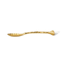 Load image into Gallery viewer, Witch Herb Spoon with Crystal gold with Clear Quartz side of spoon - Down to Earth