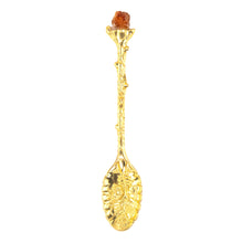 Load image into Gallery viewer, Witch Herb Spoon Gold with Carnelian #2 displayed on a white background - Down to Earth
