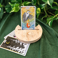 Load image into Gallery viewer, Wood Crescent Moon Tarot Card Holder - Down To Earth