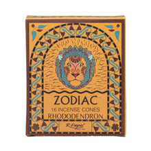 Load image into Gallery viewer, Box of Zodiac incense cones with a lion design on a white background - Down to Earth