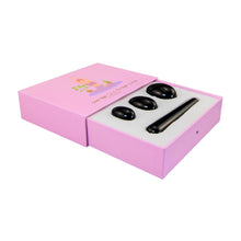 Load image into Gallery viewer, "Side view of an open yoni egg box with four pieces of black obsidian inside it," - Down to Earth.
