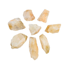 Load image into Gallery viewer, "Eight pieces of raw citrine against a white background," - Down to Earth.