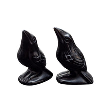 Load image into Gallery viewer, Photo of two crystal crows carved out of black obsidian. - Down to Earth.