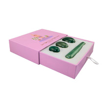 Load image into Gallery viewer, "Left side of a four-piece green aventurine yoni egg set. These items are used in Kegel exercises to strengthen the pelvic floor," - Down to Earth.