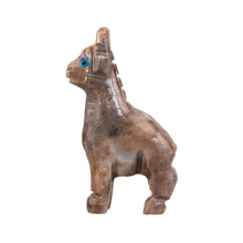 Load image into Gallery viewer, "Brown stone sculpture of a giraffe with blue eyes," - Down to Earth.